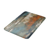 ティール（緑がかった色）素朴オレンジベージュファームハウスストライプ バスマット (アングル)