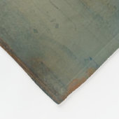 ティール(緑がかった色)素朴オレンジベージュファームハウスストライプ フリースブランケット (角)