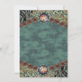 ティール(緑がかった色)素朴カウボーイカントリーウェスタンホース結婚ズ 招待状 (裏面)