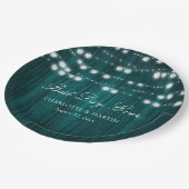 ティール(緑がかった色)素朴カントリーウッドストリングラ結婚イト ペーパープレート (アングル)