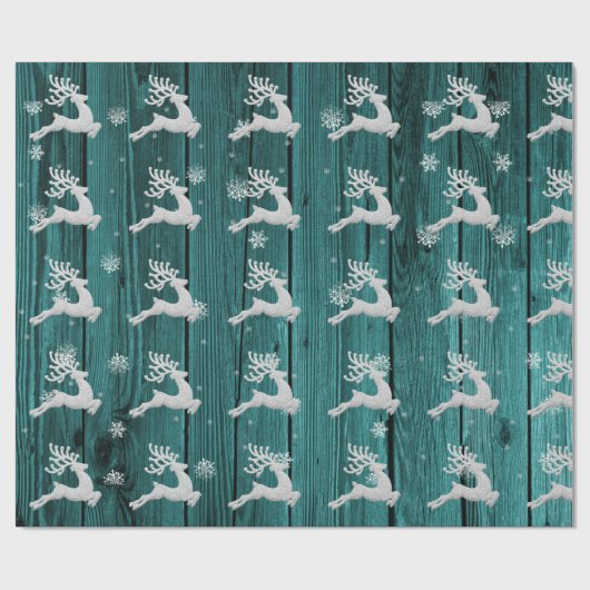 ティール(緑がかった色)素朴クリスマストナディラッピング紙 ラッピングペーパー (フラット)