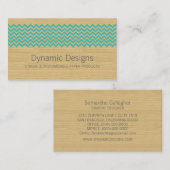 ティール（緑がかった色）素朴シェブロン名刺 名刺 (正面/裏面)