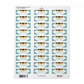 ティール（緑がかった色）素朴シックサンフラワー差出人住所 ラベル (フルシート)