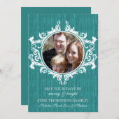 ティール（緑がかった色）素朴スワーズ写真フラットカード シーズンカード (正面/裏面)