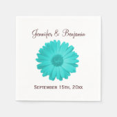 ティール（緑がかった色）素朴デイジーカスタムウェディングカクテルナプキン スタンダードカクテルナプキン (正面)