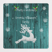 ティール(緑がかった色)素朴トナカイベーキングラベル ラベル (デザイン1)