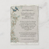 ティール（緑がかった色）素朴バードダマスク結婚式の情報カード エンクロージャーカード (正面)