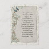 ティール（緑がかった色）素朴バードダマスク結婚式の情報カード エンクロージャーカード (裏面)