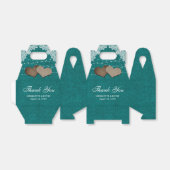 ティール（緑がかった色）素朴バーラップレースストリングラ結婚イト フェイバーボックス (折り畳みなし)