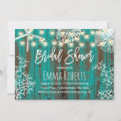 ティール（緑がかった色）素朴ビーチコーラルスターフィッシュブライダルシャワー 招待状 (正面)