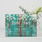 ティール（緑がかった色）素朴ビーチコーラルスターフィッシュブライダルシャワー 招待状 (スタンド正面)