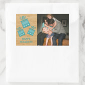 ティール（緑がかった色）素朴プレゼントホリデーフォトステッカー 長方形シール (バッグ)