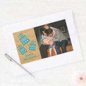 ティール（緑がかった色）素朴プレゼントホリデーフォトステッカー 長方形シール (封筒)