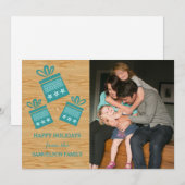 ティール（緑がかった色）素朴プレゼントホリデーフォトフラットカード シーズンカード (正面/裏面)