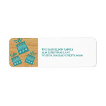 ティール（緑がかった色）素朴プレゼントホリデー住所 シール