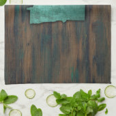 ティール(緑がかった色)素朴ミネソタ形状 キッチンタオル (折り畳み)