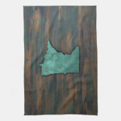 ティール(緑がかった色)素朴ミネソタ形状 キッチンタオル (縦)