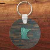ティール(緑がかった色)素朴ミネソタ形状 キーホルダー (正面)