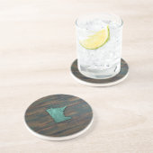 ティール(緑がかった色)素朴ミネソタ形状 コースター (側面)