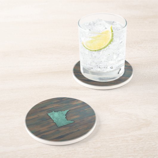 ティール（緑がかった色）素朴ミネソタ形状 コースター (側面)