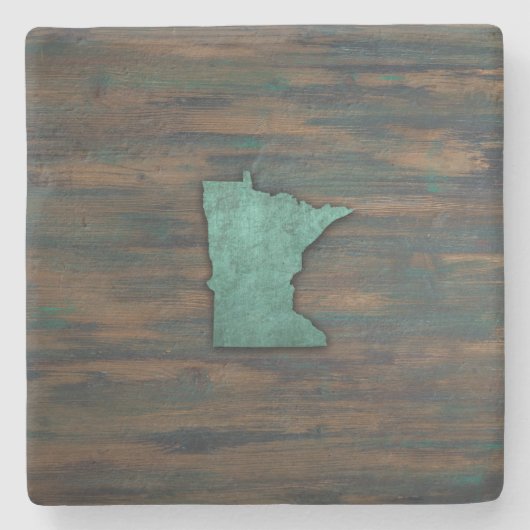 ティール（緑がかった色）素朴ミネソタ形状 ストーンコースター (正面)