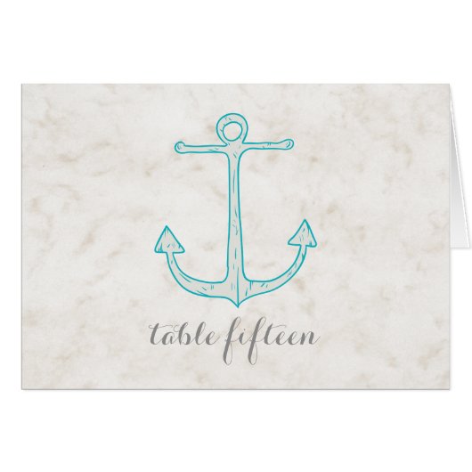 ティール（緑がかった色）素朴結婚いかりのテーブル番号 (正面横)