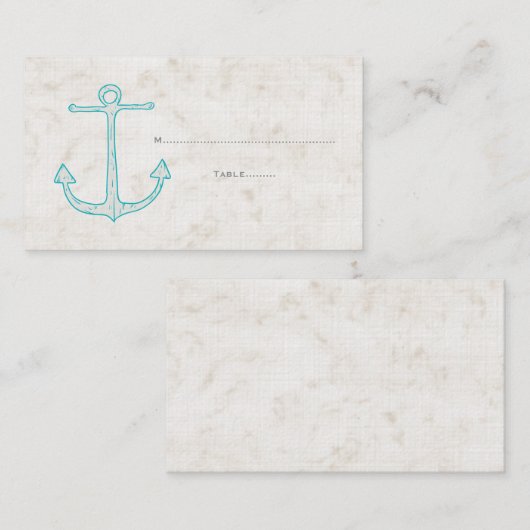 ティール（緑がかった色）素朴結婚いかり座席表 プレイスカード (正面/裏面)