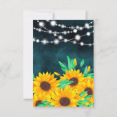 ティール（緑がかった色）素朴緑のストリングlightsひまわりrsvp 出欠カード (裏面)