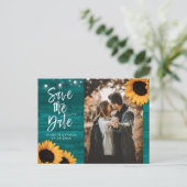 ティール(緑がかった色)素朴・ヒマ結婚リーの写真保存日 ポストカード (スタンド正面)