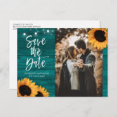 ティール(緑がかった色)素朴・ヒマ結婚リーの写真保存日 ポストカード (正面/裏面)