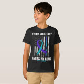 ティール(緑がかった色)紫おばさん自殺認識度防止船 Tシャツ (正面フル)
