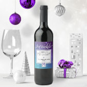 🍷ティール（緑がかった色）紫とキラキラ水彩モノグラム ワインラベル