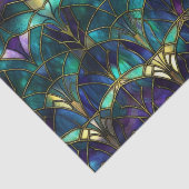 ティール（緑がかった色）、紫と金ゴールド孔雀ステンドグラス 薄葉紙 (詳細)