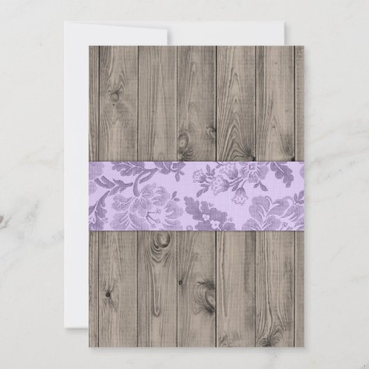 ティール（緑がかった色）紫の木の水の色の花ベビーシャワー 招待状 (裏面)