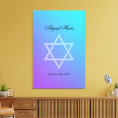 ティール（緑がかった色）紫色の星のデイビッドバルミツワーサインイン キャンバスプリント (インサイチュ (リビング))