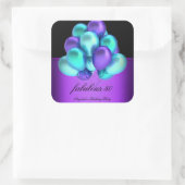 ティール（緑がかった色）紫色の素晴らしいブラックバルーンパーティー スクエアシール (バッグ)