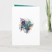 ティール（緑がかった色）、紫、および金ゴールドのフローラ結婚 プログラム (裏面)