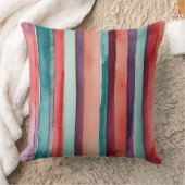 ティール(緑がかった色)、紫、ブルゴーニュストライプー クッション (ブランケット)