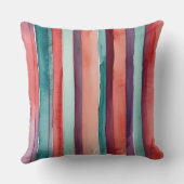 ティール(緑がかった色)、紫、ブルゴーニュストライプー クッション (裏面)