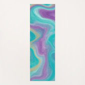 ティール（緑がかった色）、紫、青、金ゴールドスワール流体アート ヨガマット (正面)