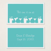 ティール（緑がかった色）結婚カクテルのイベントカスタムドリンクチケット (正面&裏面)