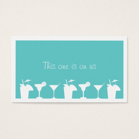 ティール（緑がかった色）結婚カクテルのイベントカスタムドリンクチケット (正面)