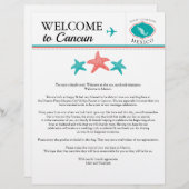 ティール（緑がかった色）結婚コーラルのメキシコ向け歓迎レター (正面/裏面)