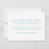 ティール(緑がかった色)結婚サンキューカード サンキューカード (裏面)