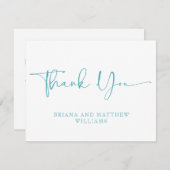 ティール(緑がかった色)結婚サンキューカード サンキューカード (正面/裏面)