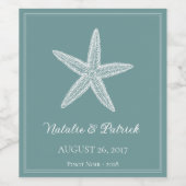 ティール（緑がかった色）結婚スターフィッシュのワインラベル ワインラベル (シングルラベル)