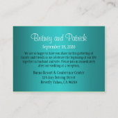 ティール(緑がかった色)結婚ズアコモデーション – 披露宴カード エンクロージャーカード (裏面)