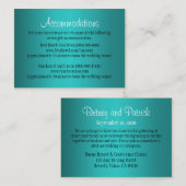 ティール(緑がかった色)結婚ズアコモデーション – 披露宴カード エンクロージャーカード (正面/裏面)