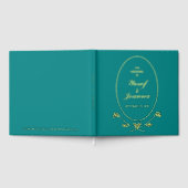 ティール（緑がかった色）結婚ズフォイルゲストブック ゲストブック (全面)