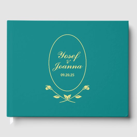 ティール(緑がかった色)結婚バラ ゲストブック (正面)
